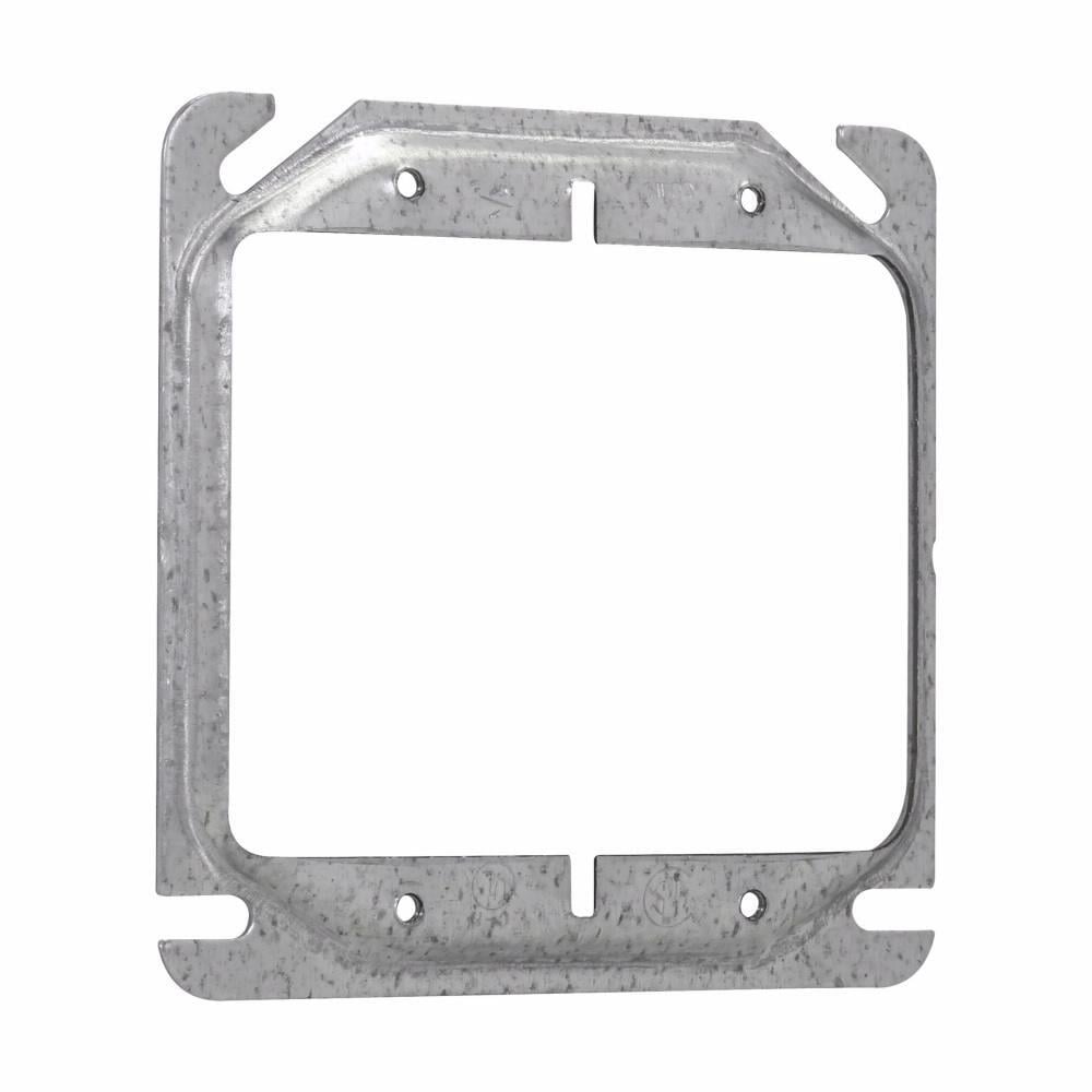 TP498 Thepitt 2-Device Slotted Square Mud Ring, 4 in L x 4 in W, Die Cast Aluminum, 1/2 in Raised