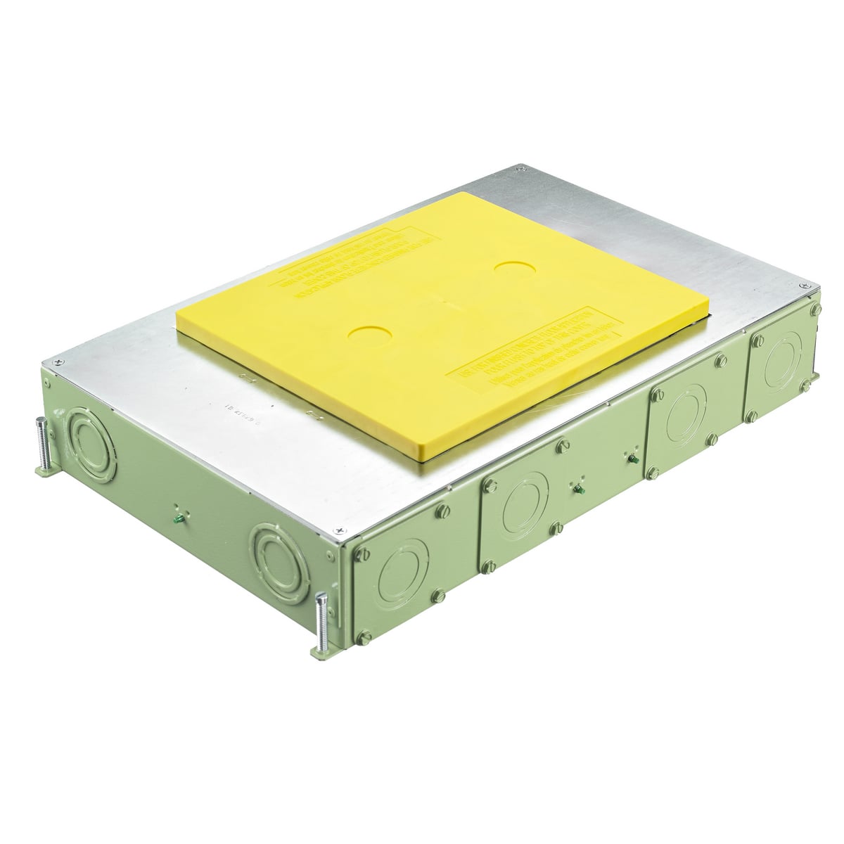 Concrete Floorboxes, Galvanized Stamped Steel Box, Recessed, 6-Gang CFB Series Box for Rectangular Covers, 3.00" Minimum Depth of Pour, Corrosion Resistant Paint