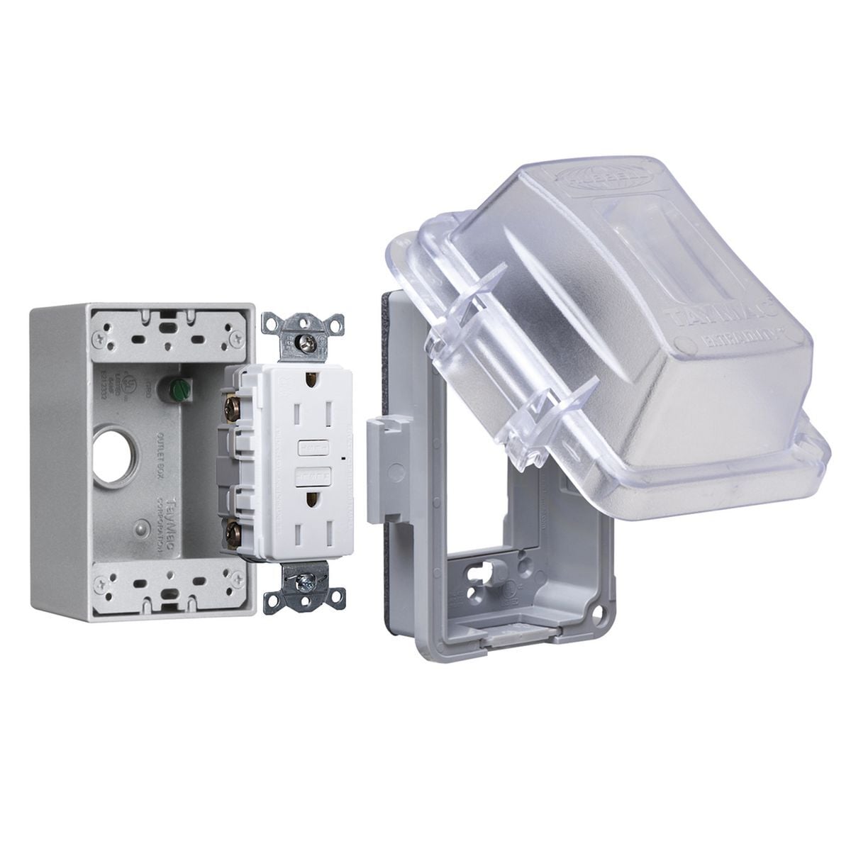 Complete While-In-Use Cover Kits- Extra Duty Hubbell WRTR 15 AMP Self Test GFCI / Standard While-In-Use Cover / Box