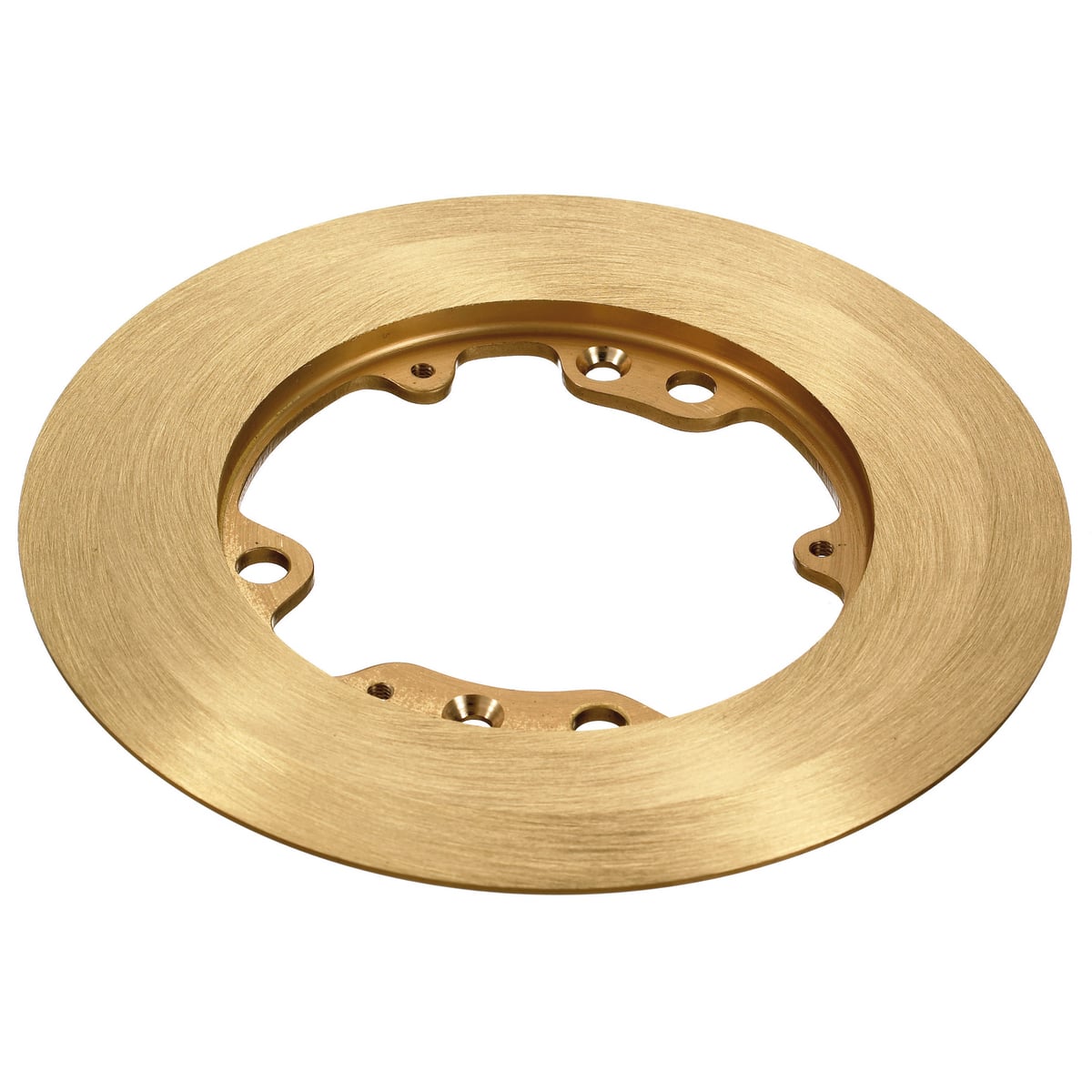 Flush Concrete Floor Box Series, 1-Gang Carpet Flange, Round, 6.25" Diameter, Brushed Brass