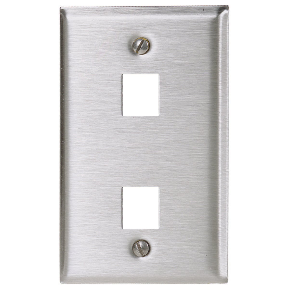 Phone/Data/Multimedia Faceplate, Stainless Steel Plate with Label Fields, Single-Gang, 2-Port