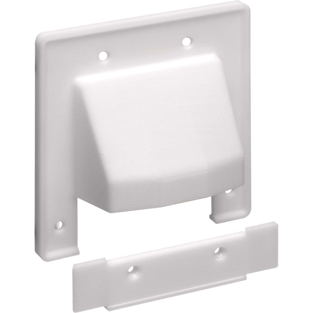 Scoop 2-Gang Reversible Two-Piece Low-Voltage Cable Entrance Plate; Paintable Plastic, White
