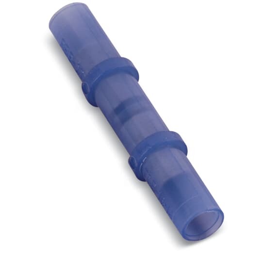 Nylon-Insulated Aircraft Splice, Length 1.52 Inches, Width .28 Inches, Wire Range #16-#14 AWG, Color Blue, Copper, Tin Plated
