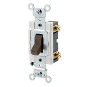 15-Amp, 120/277-Volt, Toggle Single-Pole AC Quiet Switch, Commercial Grade, Grounding, Brown
