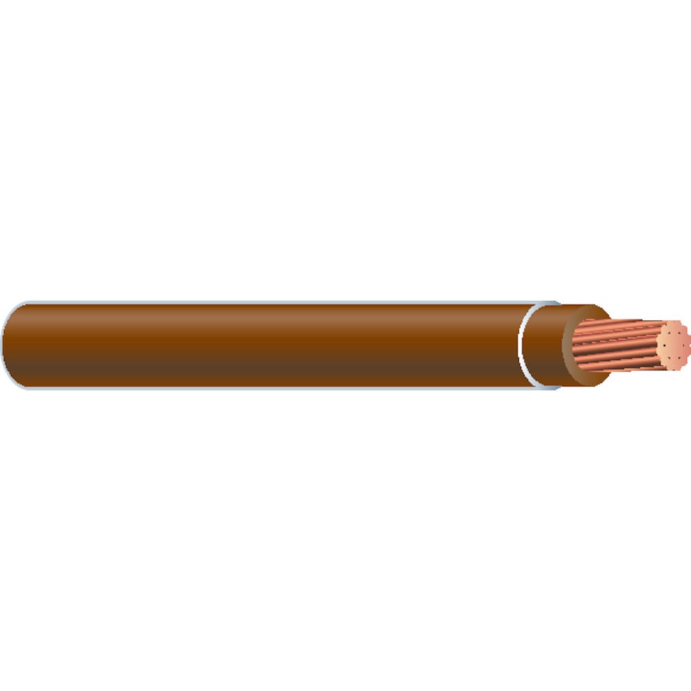 THHN Wire, 10 AWG, Brown, 19 Stranded, Copper Conductor, 1250 Foot Coil