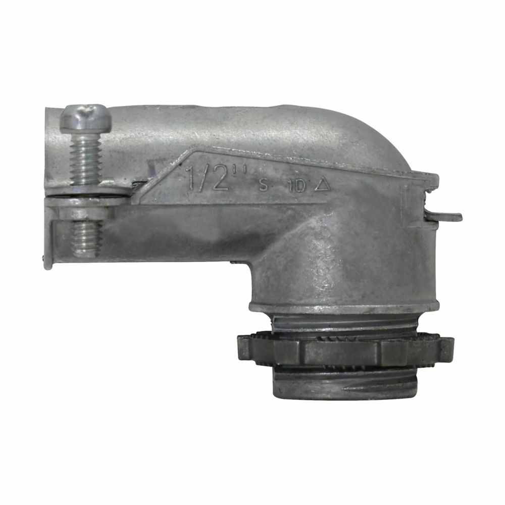 Eaton Crouse-Hinds series squeeze type connector, FMC, 90 angle, Non-insulated, Zinc die cast, 3-1/2"