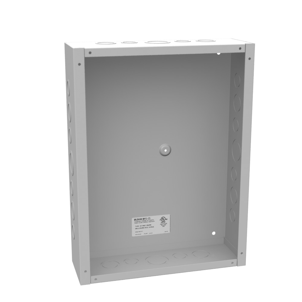 16x4x12 Screw Cover Type 1 UL Listed Steel Knockouts ANSI 61 Gray Cover with Teardrop Slots Mounting Holes in Back