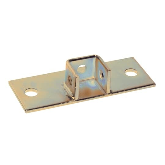 Connector, Flush Post Base, Post Height 1-5/8 Inch, Post Width 1-11/16 Inch, Post Length 1-5/8 Inch, Base Length 8 Inches, Base Width 3 Inches, Hole Diameter 3/4 Inch, Electro-Galvanized Steel