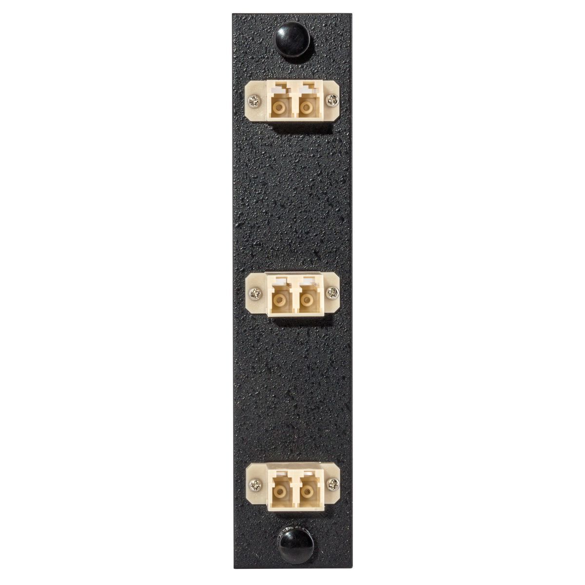 Fiber Optic Panel Adapter, 6-Fiber, 3)LC Duplex, Zircon Sleeves, Beige.