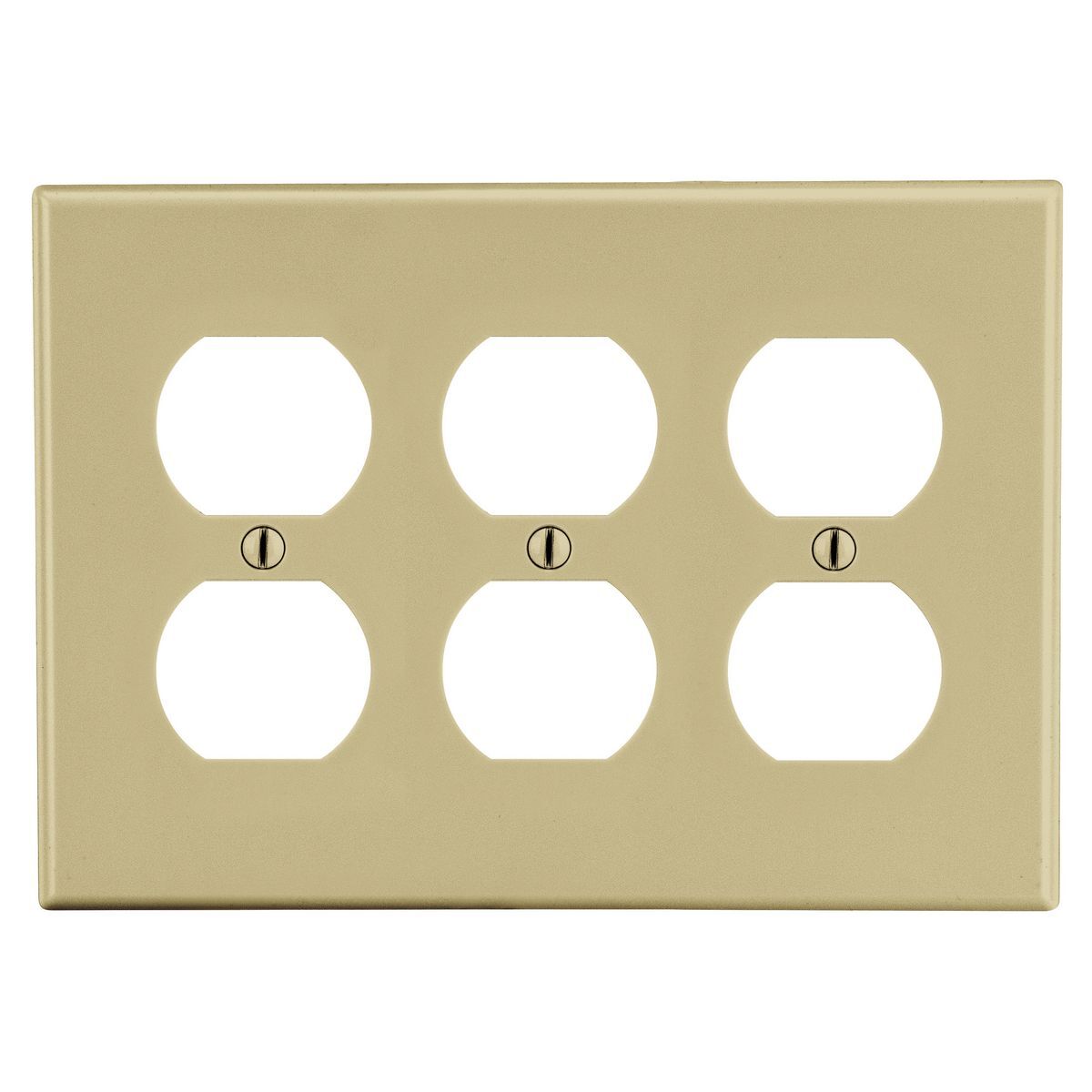 Wallplate, 3-Gang, 3) Duplex, Ivory