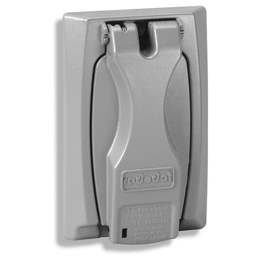 Single Gang Universal Flip-Lid Weatherproof Receptacle Cover, White, Zinc Alloy, Pack of 25