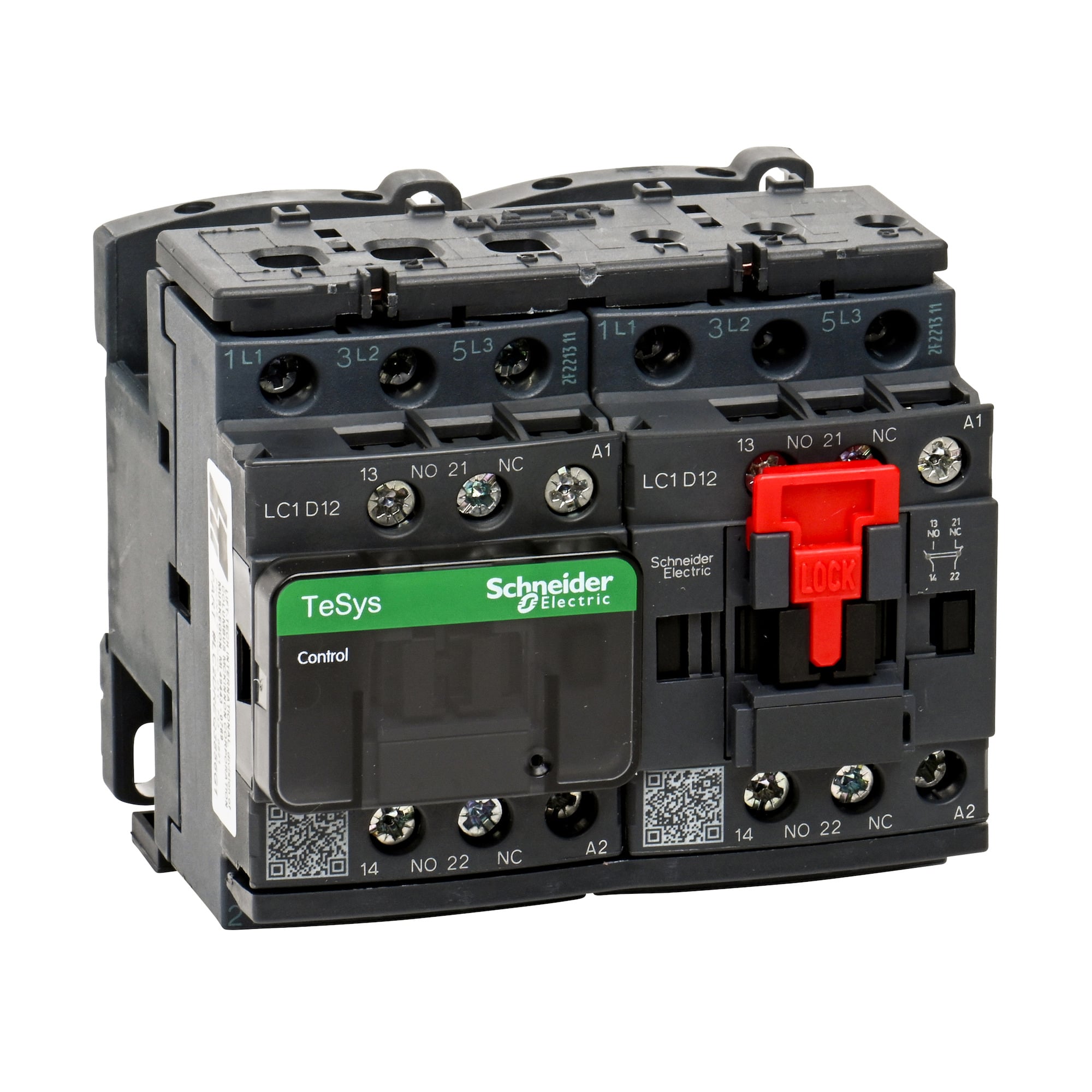 Reversing contactor, TeSys Deca, 3 pole, 600VAC, IEC special, pack of 20