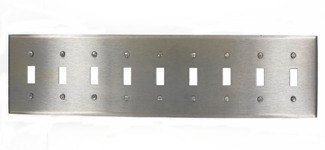 9-Gang Toggle Device Switch Wallplate, Device Mount, Stainless Steel