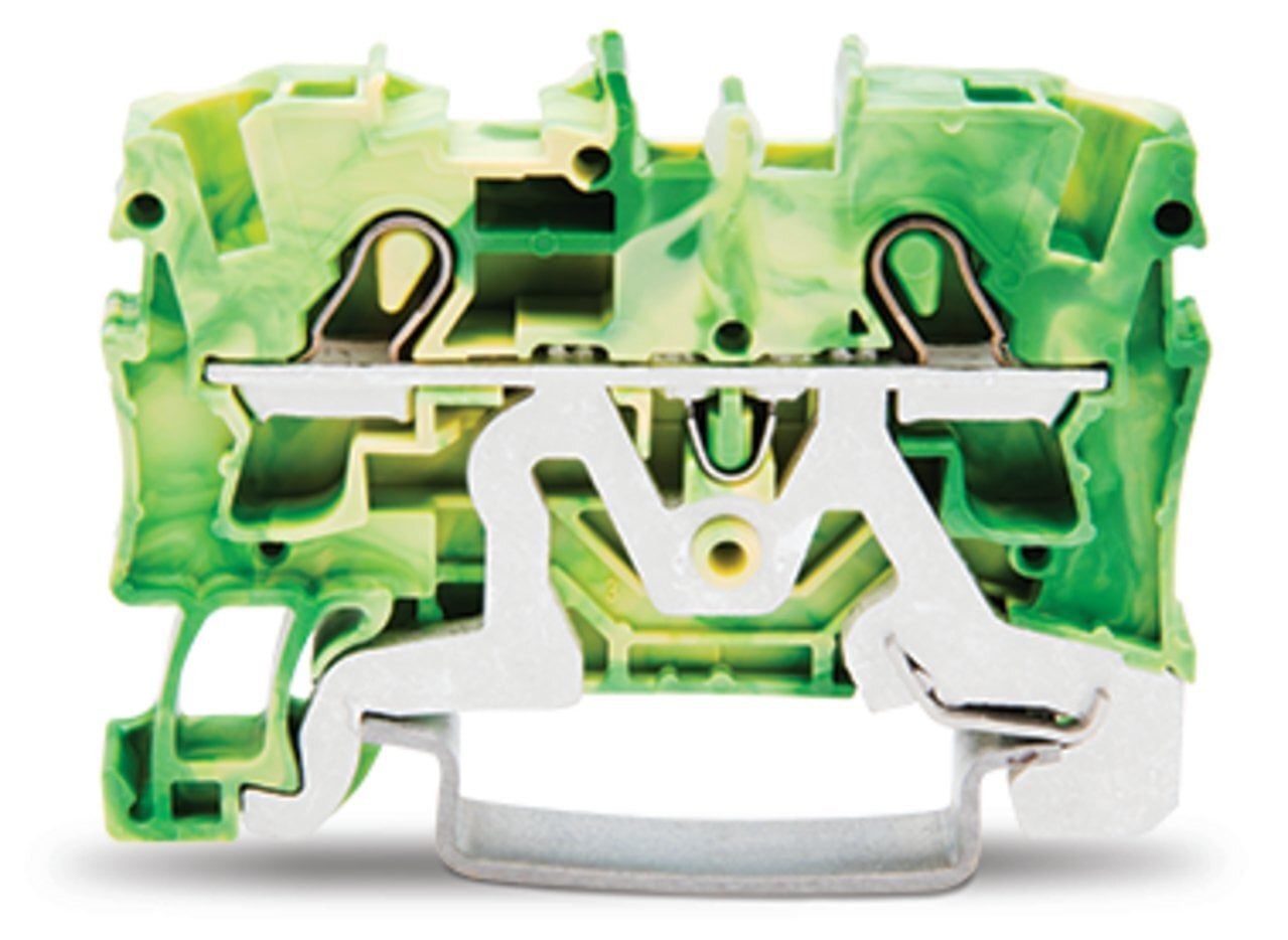 2-conductor ground terminal block; 4 mm; suitable for Ex e II applications; side and center marking; for DIN-rail 35 x 15 and 35 x 7.5; Push-in CAGE CLAMP; 4,00 mm; green-yellow