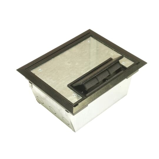3-(double) compartment rectangular stamped steel raised access floor module with black MopTite cover, 225 cubic inch.