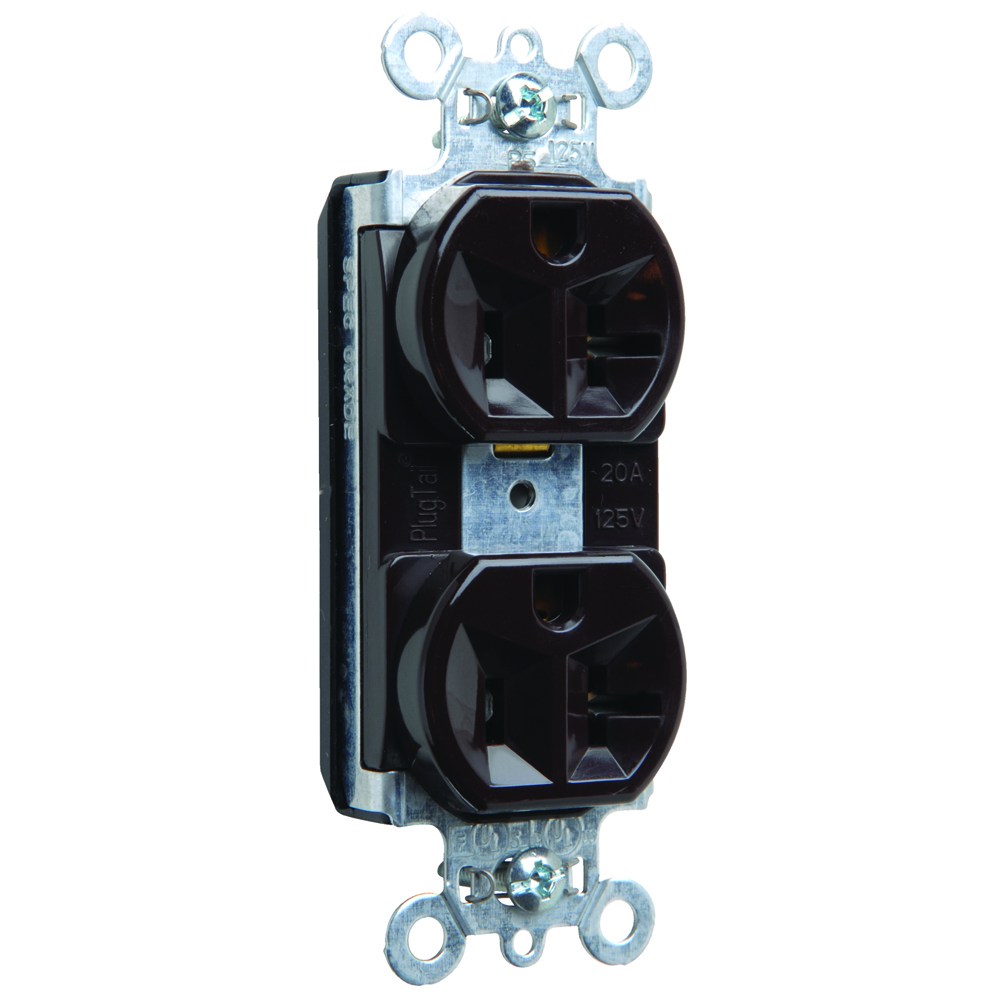 PlugTail Spec Grade Duplex Receptacle 20amp 125volt Brown