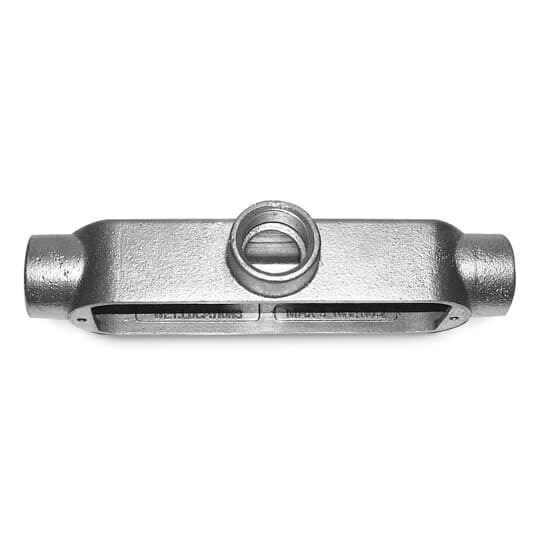 3 Inch Mogul Conduit Outlet Body, Cover and Gasket, T Style, Body Material Gray Iron, Finish Electro Galvanized, Cover Material Gray Iron with Stainless Steel Cover Screws, Gasket Material Neoprene