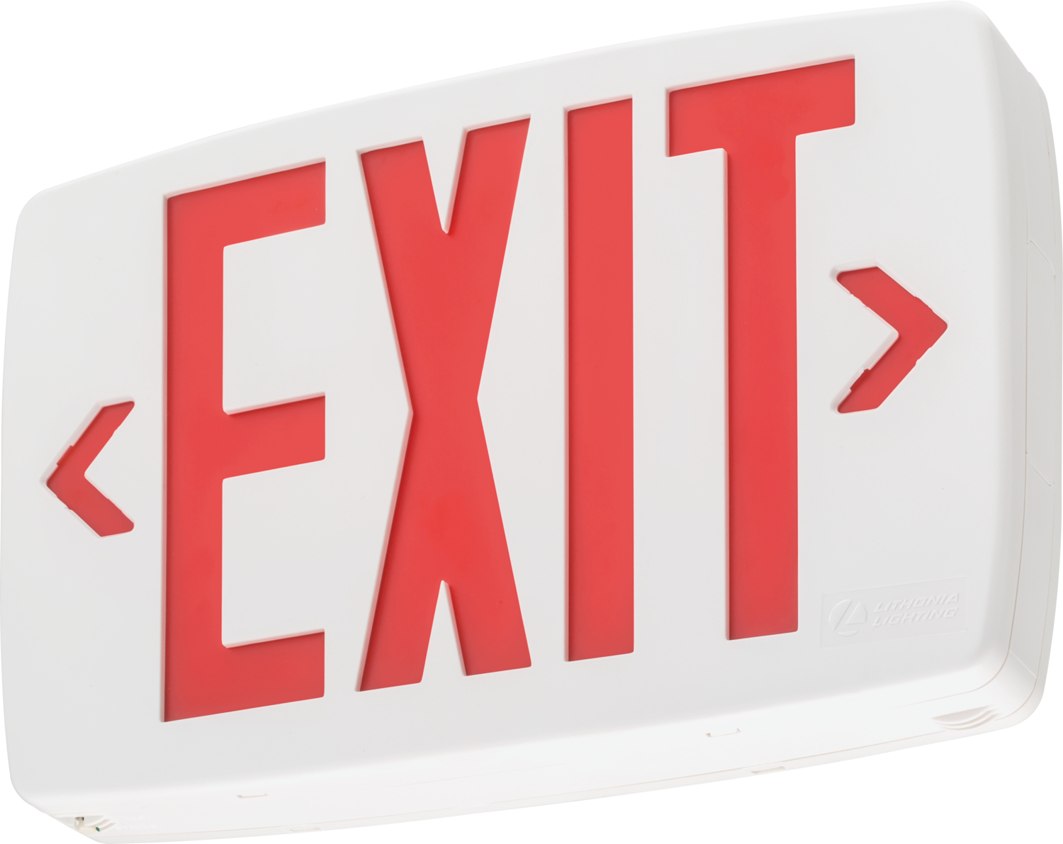 Quantum LED thermoplastic exit, Stencil Face, White, Single with extra faceplate and color panel for field conversion to double face, Red, Dual voltage, Red for Home Depot, Master pack of 6, sku - 142AN4