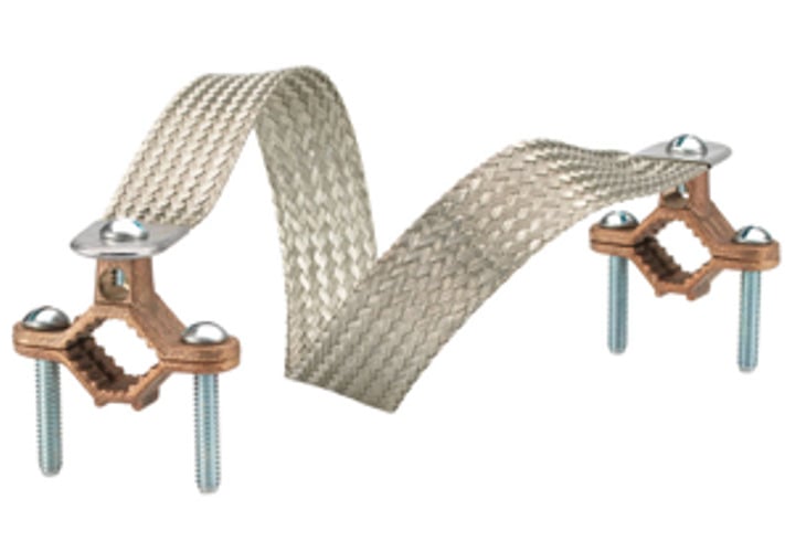 Copper clamps with 24" tinned copper braid.  Braid equivalent to 1/0 GA,-4" movement.