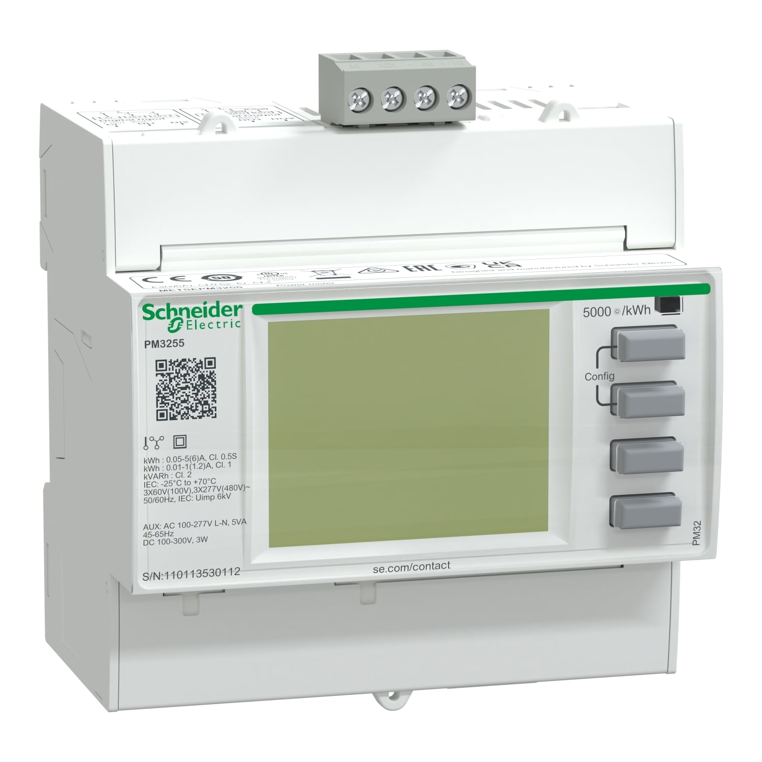 PM3255 power meter - 2 digital I - 2 digital O - RS485