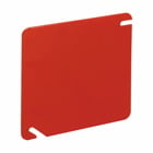 Eaton Crouse-Hinds series Square Cover, 4", Red, Steel, Flat blank, red