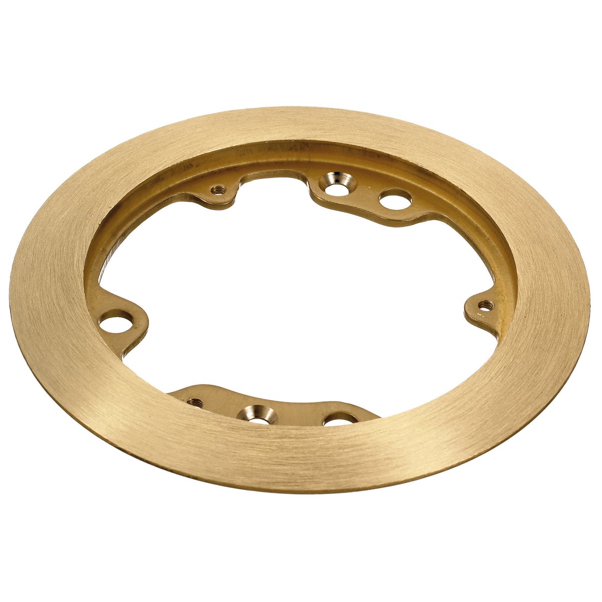 Flush Concrete Floor Box Series, 1-Gang Carpet Flange, Round, 5.25" Diameter, Brushed Brass