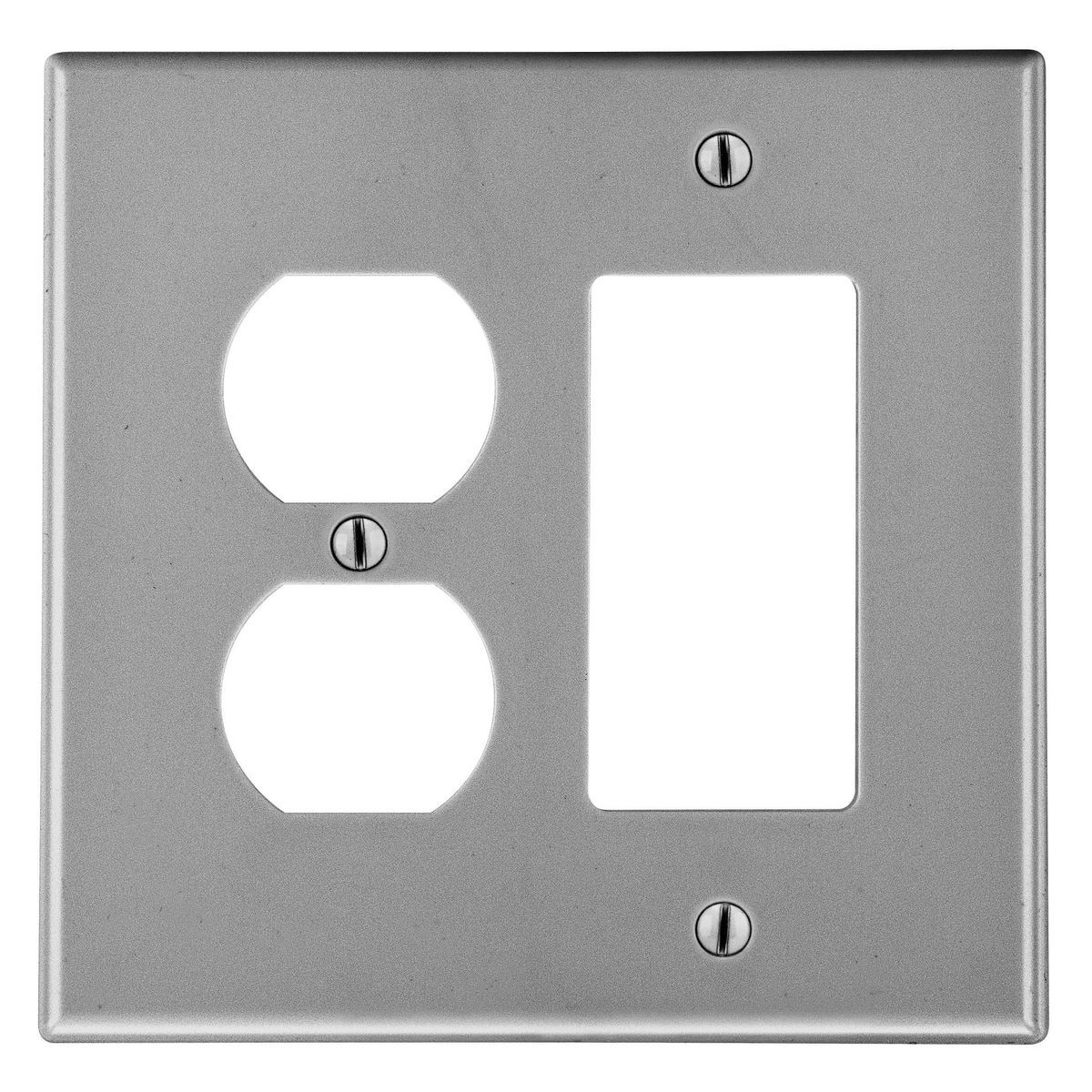 Wallplate, 2-Gang,  1) Duplex 1) Decorator, Gray
