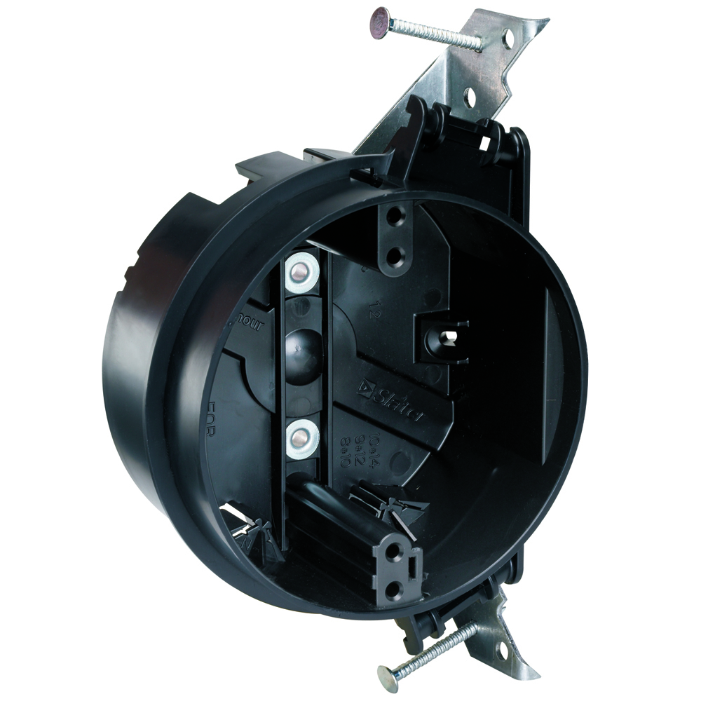 4 Round Ceiling Box with JBracket, Two Captive Mounting Nails an