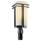 This 1 light mounted post from the Tremillo(TM) collection offers a smooth, clean profile. Double lines of Black finish form sleek perpendiculars that contrast well with the pleasant ambience of Satin Etched Cased Opal Glass. This design will mark any walkway or porch with sleek sophistication and well-balanced grandeur.
