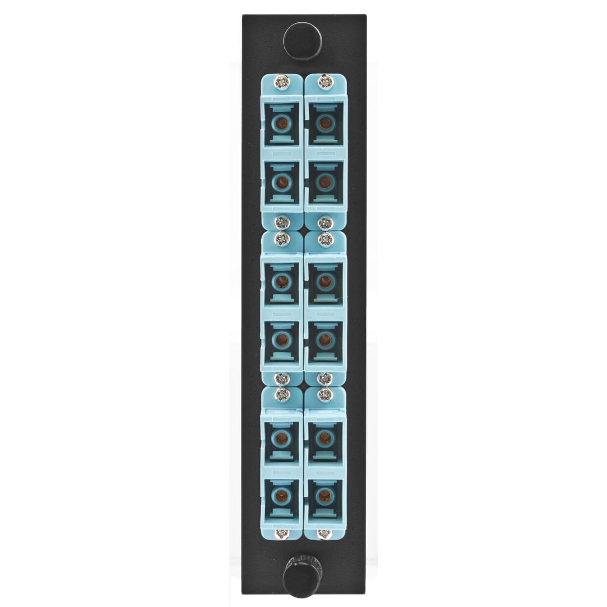 FSP Adapter Panel, 6-Fiber, SC Duplex, 12-Port, Loaded with 6 Adapters, Phosphor Bronze, Aqua
