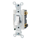 20 Amp, 120/277 Volt, Toggle Double-Pole AC Quiet Switch, Commercial Grade, Grounding, White
