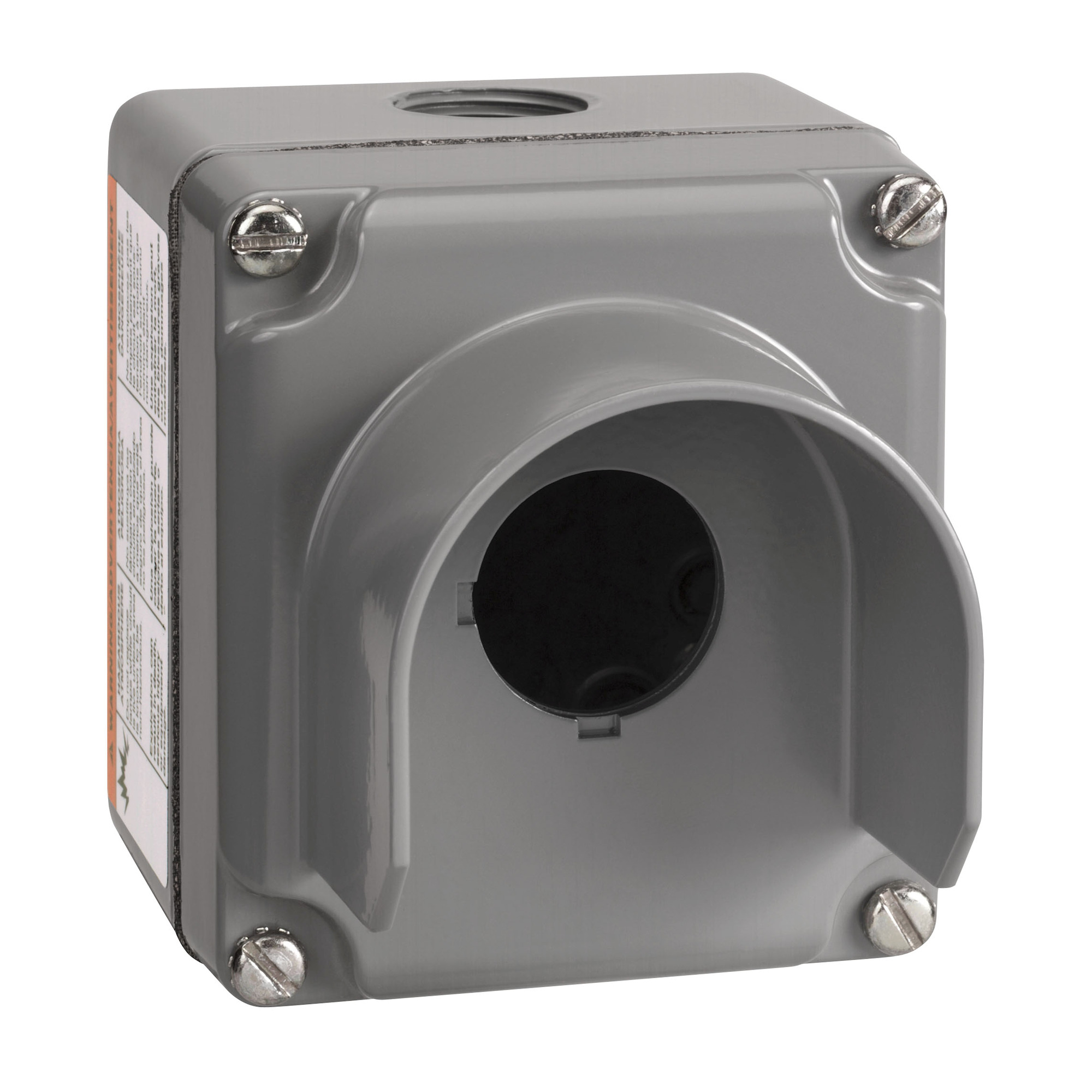 30mm push button, Type K, guarded enclosure, one opening, integral guard, gray, NEMA 1, 3, 4, 13