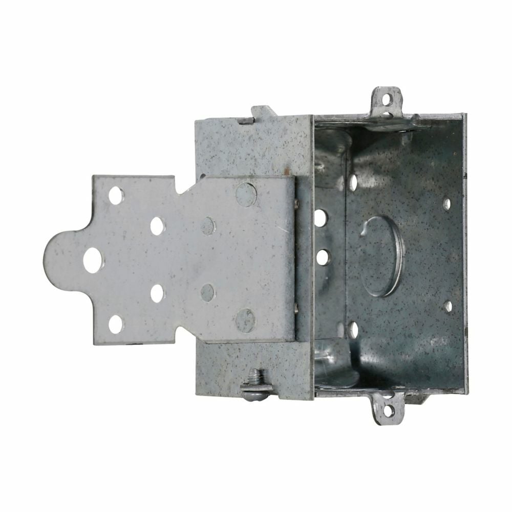 Eaton Crouse-Hinds series Switch Box, (1) 1/2", Hold-Tite, NM clamps, 2-1/2", Steel, Ears, Gangable, 12.5 cubic inch capacity
