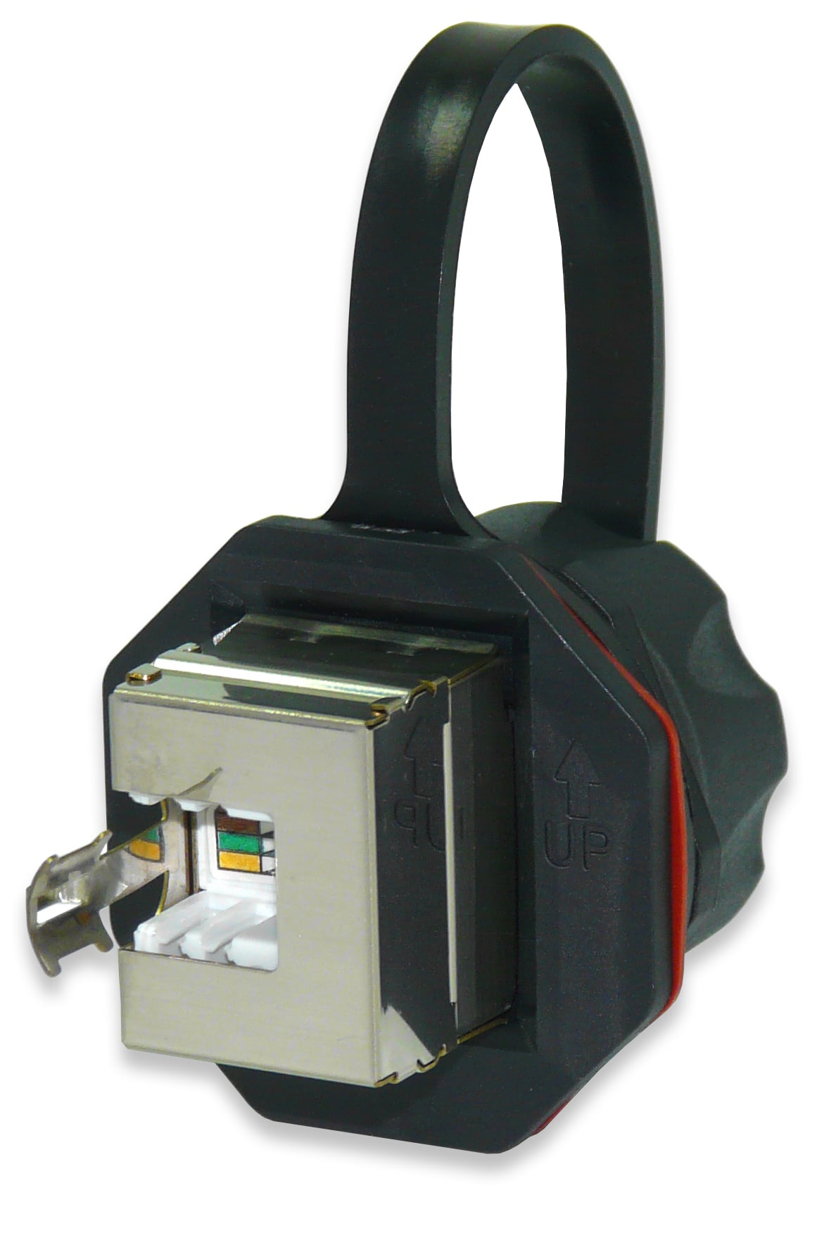 Cat 6 FTP Industrial IP67 Jack, Protective Cap, T568A/B