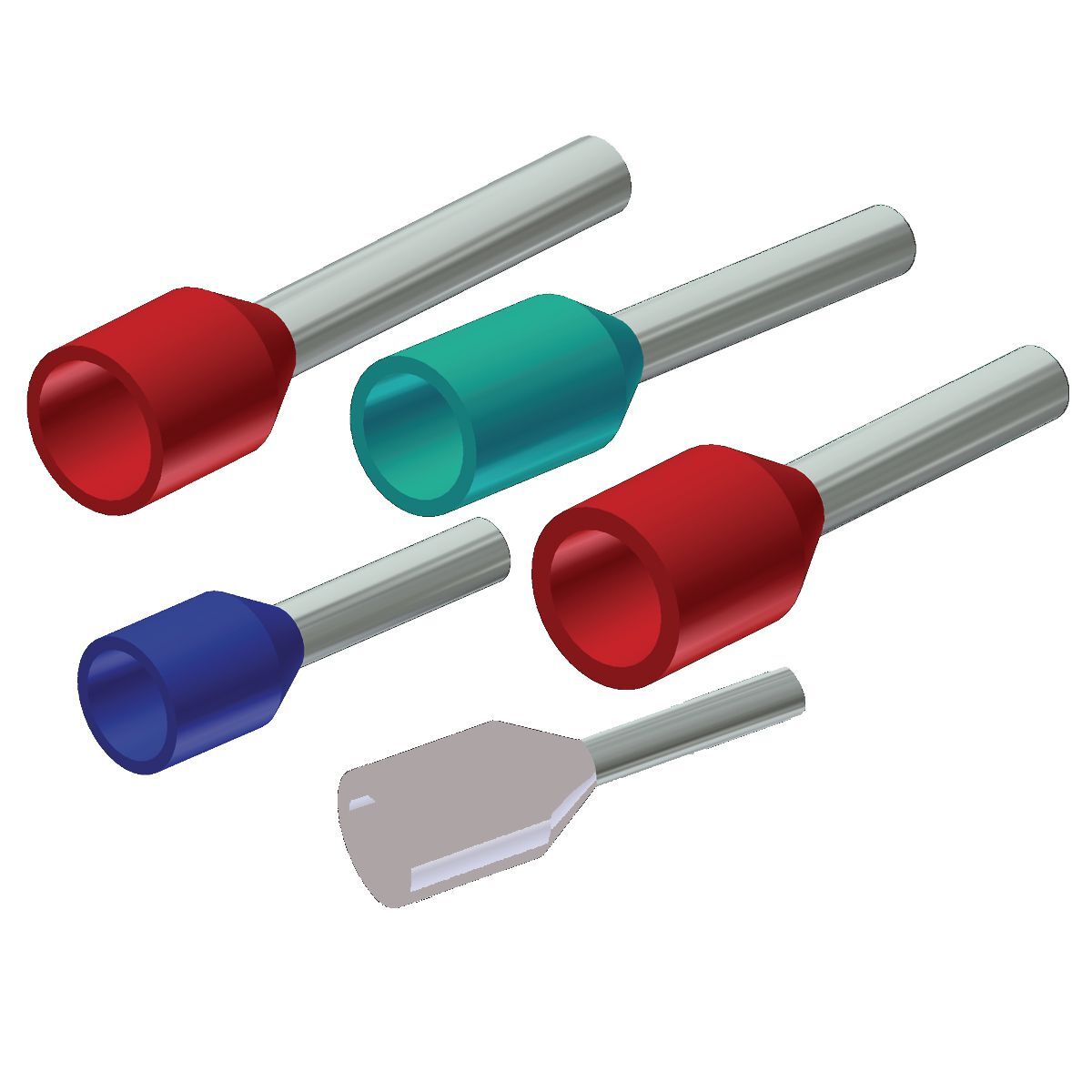 Elect Cu Single Insul Wire Ferrules, Smooth Funnel Entry, 10 AWG, 0.79" L, Tin Plated, Yellow, For use on Cu Cond.