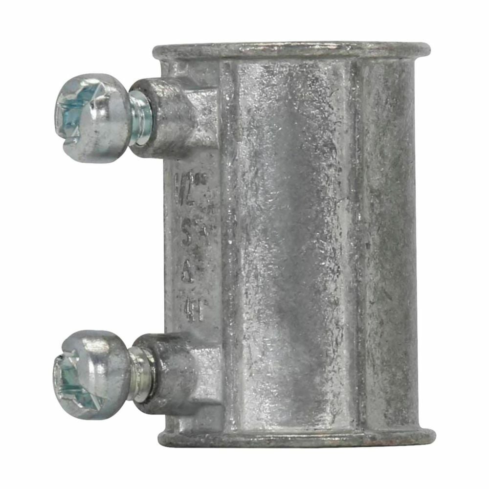 Eaton Crouse-Hinds series EMT set screw type coupling, EMT, Zinc die cast, Four tightening screws, 3-1/2"