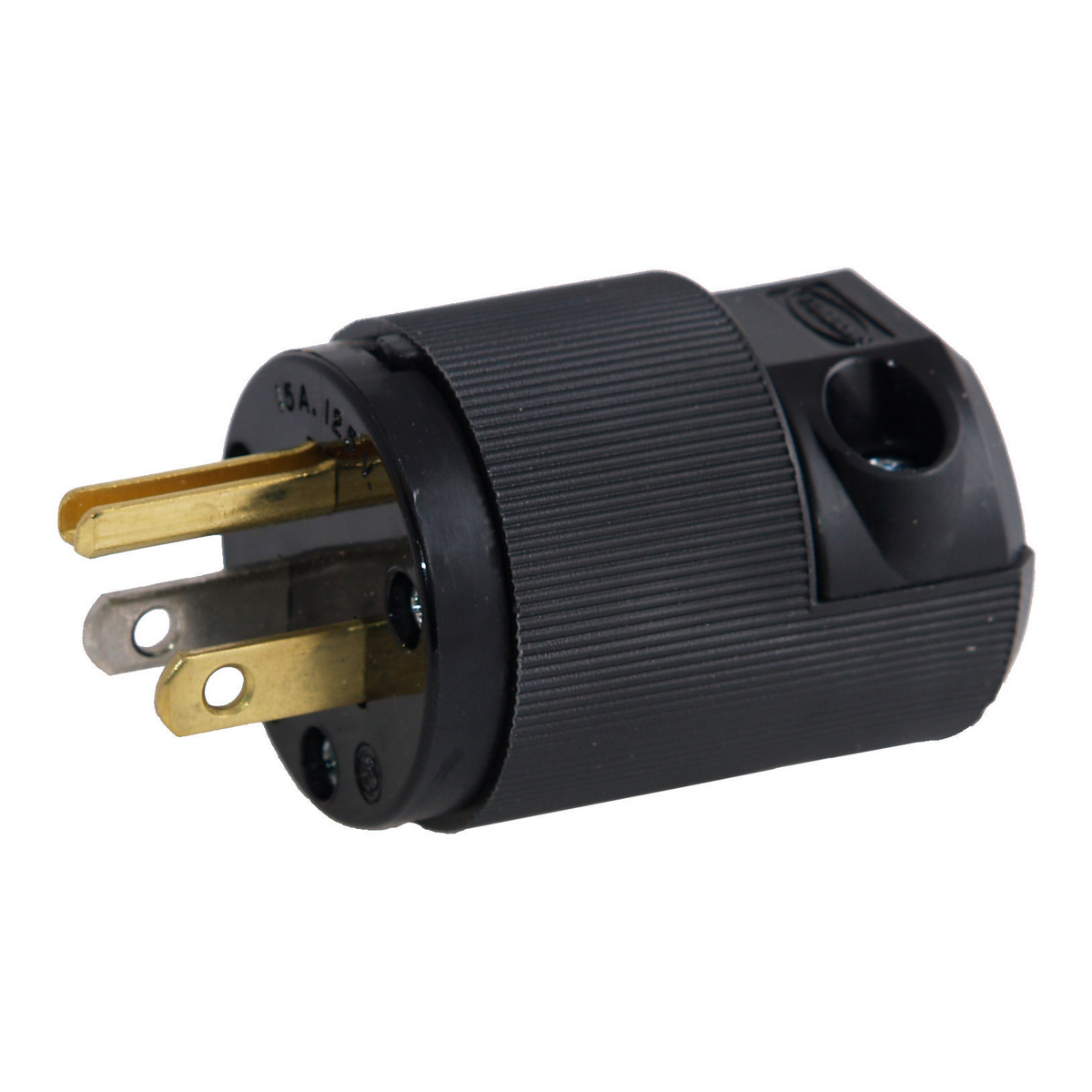 Straight Blade Devices, Male Plug, Insulgrip Heavy Duty, Industrial/Commercial Grade, Straight, 2-Pole 3- Wire Grounding, 15A 125V, 5-15P, Black, Single Pack, Extra Large Cord.