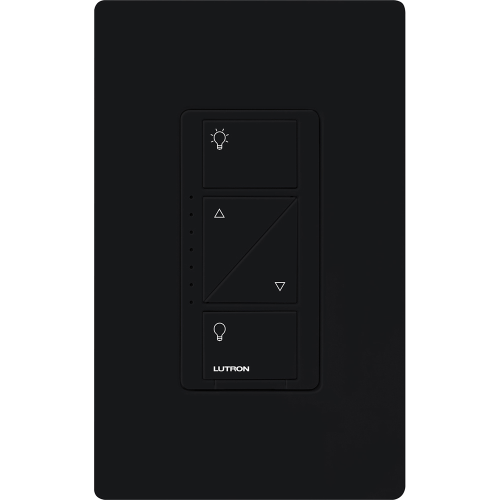 Caseta Wireless 3-way/single-pole RF dimmer for LED, CFL, Incandescent, Halogen, or Magnetic Low Voltage, 1000W/VA, neutral optional in black