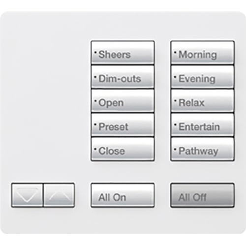 Lutron RadioRA 2 Tabletop Designer Keypad, 10 button with Raise/Lower, All On and All Off - Snow