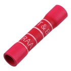 Expanded Vinyl-Insulated Butt Splice, Length 1.13 Inches, Width .25 Inches, Maximum Insulation Diameter .170, Wire Range #22-#18 AWG, Color Red, Copper, Tin Plated