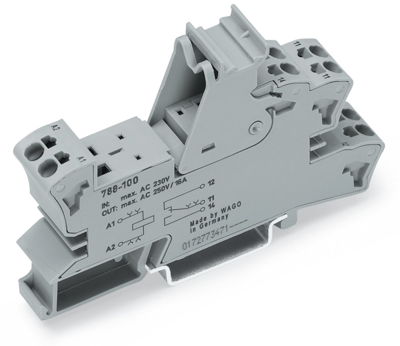 Relay socket; 1 changeover contact; for 15 mm basic relays; gray