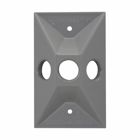 Eaton Crouse-Hinds series weatherproof lamp holder cover, White, Die cast aluminum, (3) 1/2" outlet holes, Rectangular