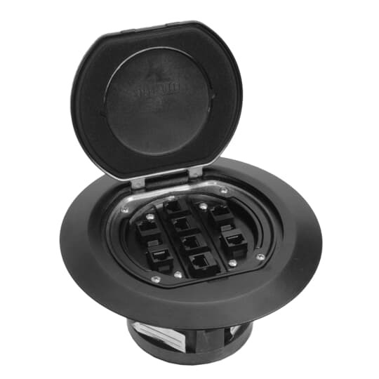 Poke-Through Base Unit, Length 19 Inches, Diameter 7-1/2 Inches, Hub Size 1/2 Inch, Galvanized Steel, 8 Communications Receptacles