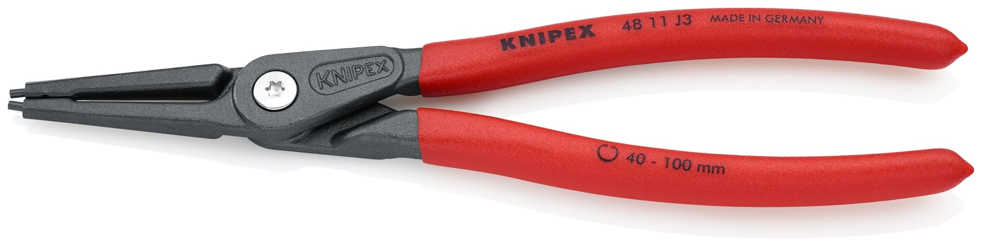 Internal Precision Snap Ring Pliers, 9 in., Non-slip plastic, 3/32 in. Tips, Bulk