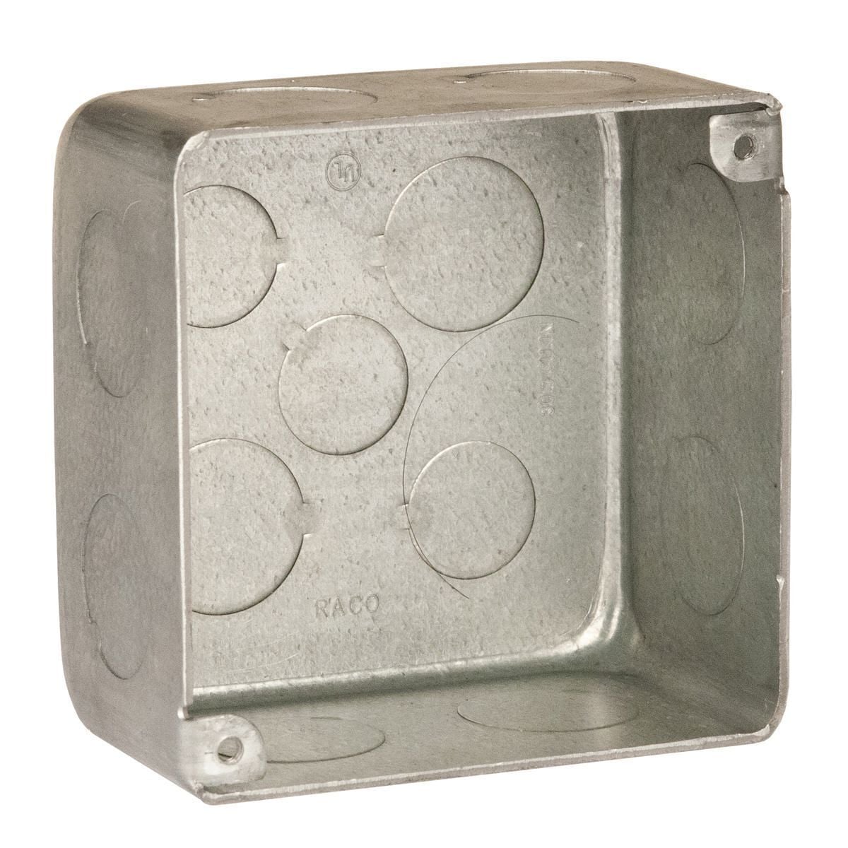 4 in. Square Plenum Box, 2-1/8 in. Deep, 3/4 in., Eleven 1/2 in. and Two 3/4 in. Knockouts