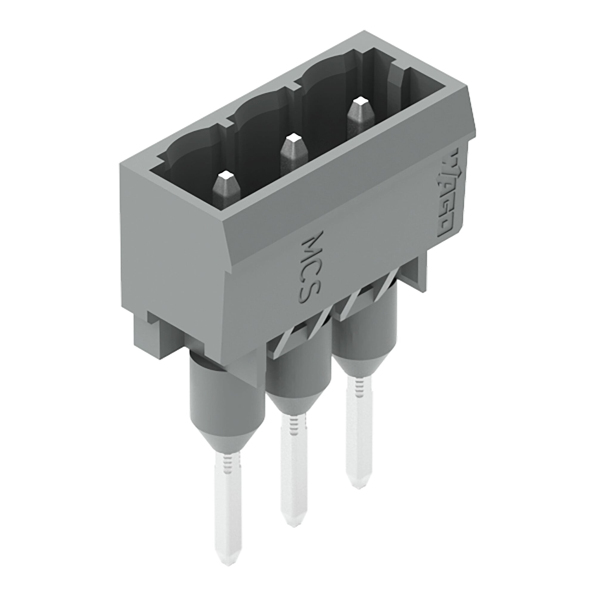 Male connector for rail-mount terminal blocks; 1.2 x 1.2 mm pins; straight; Pin spacing 5 mm; 3-pole; gray