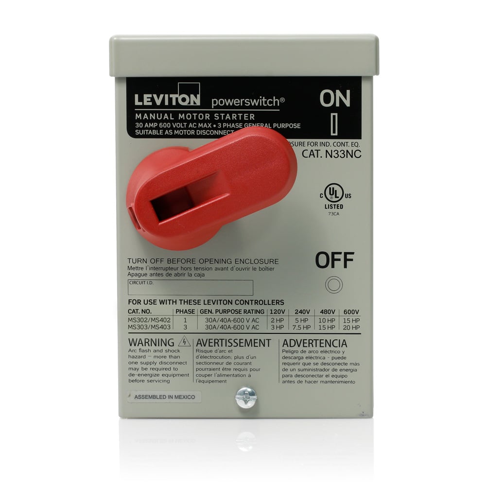 Type 3R Enclosure (for use with 30 Amp or 40 Amp Motor Starter Switches), Steel, Gray
