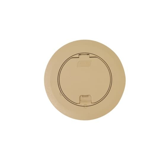 Recessed Service Floor Box Cover Kit, Accepts Duplex Receptacles GFI Receptacles and 2 Port Keystone Data Plate, Beige, Non-Metallic, For use with Flush Service Floor Box, 100 Cubic Inches, Opening Diameter 5-5/32 Inches, Base Diameter 6-3/8 Inches, Depth 6 Inches, 3/4 Inch and 1 Inch Conduit Tapping, Plastic, For Power or Communications/Data and Wood Sub-Floor and Raised Floor Applications