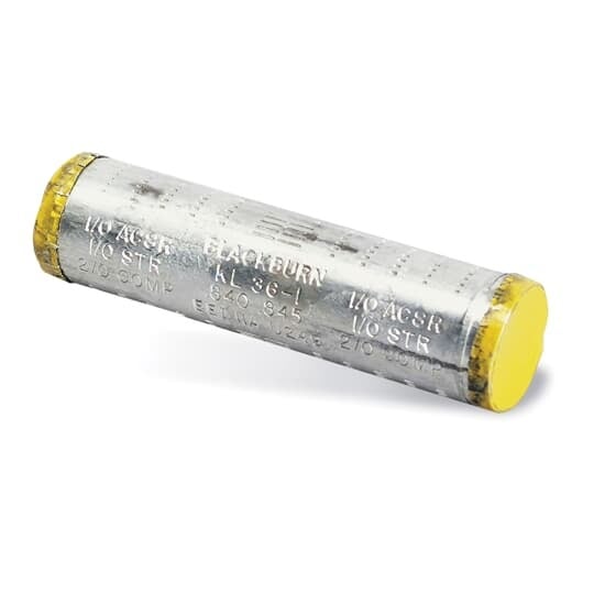 Aluminum 3-1/2 Inch   Service Entrance Compression Splice for Wire Range - End A: 3/0 ASCR, 4/0 Str. Compact, Black, End B: 3/0 ASCR, 3/0 Str., 4/0 Str. Compact, Black, Die: 840.   For AL to AL and AL to CU Conductors.