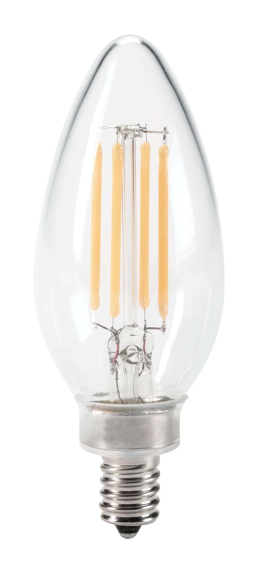 Straight Tip Chandelier Filament bulb, 40W Equivalent, B11 shape, E12 Candalbra base, 2700K, 90 CRI , Clear